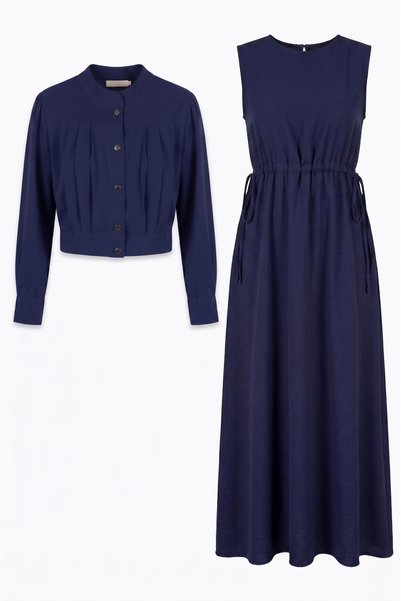 hadiora Navy Blue Jacketed Suit Modern Cut Islamic Clothing