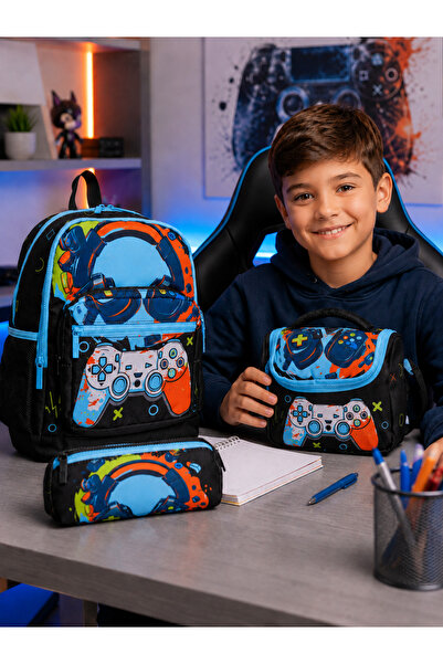 LE STYLE DE MARIE Gamer Oyun Konsolu Desenli 3’lü Erkek Çocuk Okul Çantası Se...