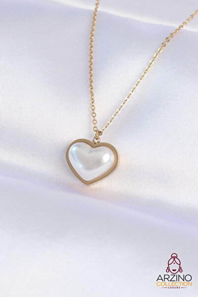 Generic Brand 316L Steel Chain Gold Color White Stone Bubble Heart Necklace