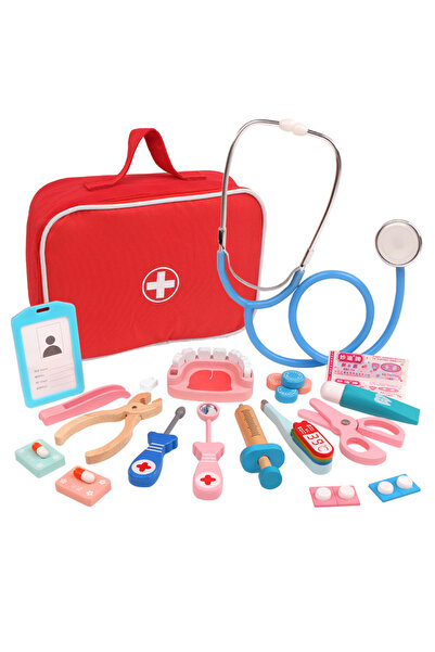 Choice1 مجموعة أدوات الطبيب الخشبية التعليمية للأطفال، مجموعة أدوات محاكاة طب...