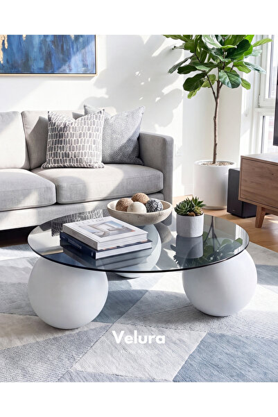 Velura Home & Living Modern Orta Sehpa & Küre-Top Sehpa & Ahşap Sehpa