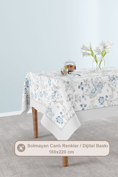 Elart Rose Tablecloth Blue