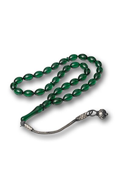 Inure Jewelry Silver Green Kazaz Tassel Tassel-Adorned Amber Prayer Beads