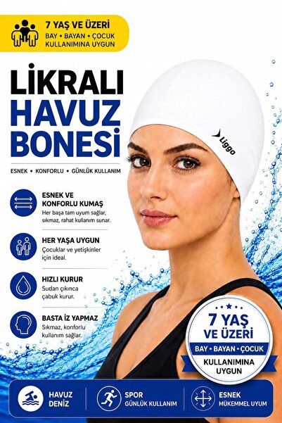 Liggo Likralı Bez Bone Havuz Bonesi Deniz Bonesi Yüzme Bonesi