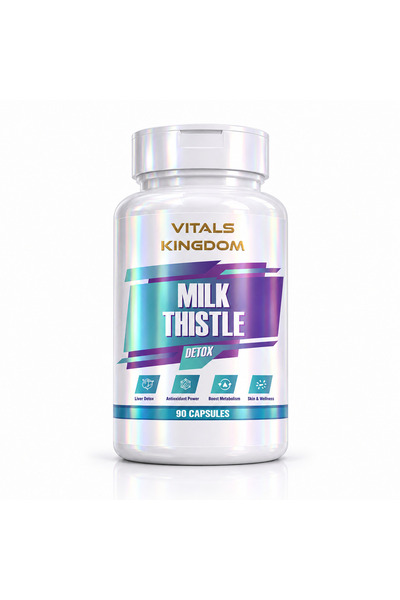 Vitals kingdom كبسولات شوك الحليب للتنقية من السموم 600 ملغ - 90 كبسولة