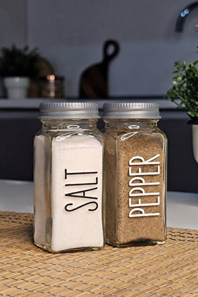 Mienda Home Set of 2 Glass Salt and Pepper Shakers with Private Label Seasoni...