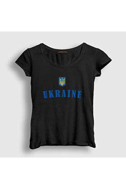 Presmono Women's Black Trident Coat of Arms Ukraine Ukrainian T-Shirt 563219Tt