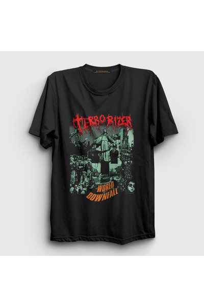 Presmono Unisex Black Album World Downfall Terrorizer T-Shirt 565540Tt