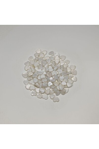 Bi hızlı Doğal Taş Sedef Beyaz Kalp Modeli 0.6mm x 0.2mm ( 10 Adet )