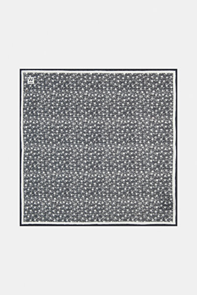 W Collection LACİVERT DESENLİ KETEN MENDİL