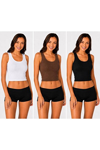 art of dress Women's Thick Strap Camisole Ribbed Cotton 3-Piece Undershirt