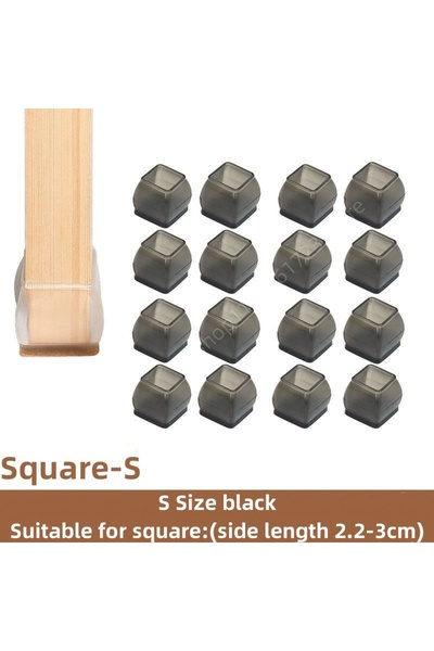 Choice 16Pcs S-Square-Black 8/16Pcs Black Silicone Chair Legs Non-Slip Pads S...