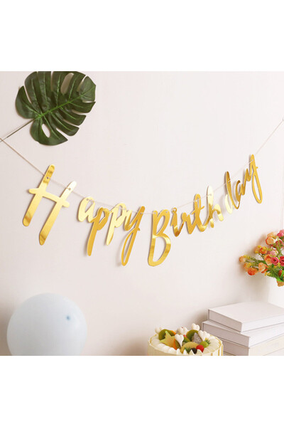 Choice golden Gold Happy Birthday Banner Birthday Wedding Party Decoration Ha...