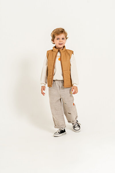 Jikko Baby Boys' Puffy Vest, Basketball Printed Sweatshirt and Striped Pants ...