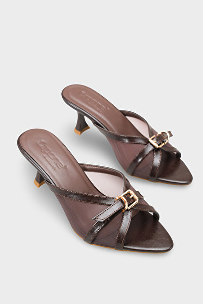 Capone Outfitters Marnie Pointed Toe Mesh Metal Buckle Medium Heeled Stylish ...