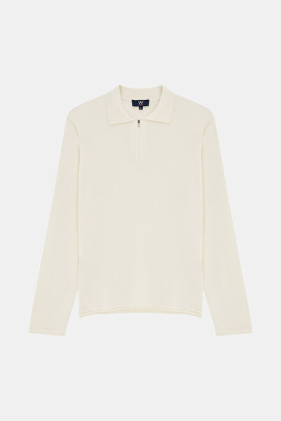 W Collection EKRU POLO YAKA UZUN KOLLU KAZAK