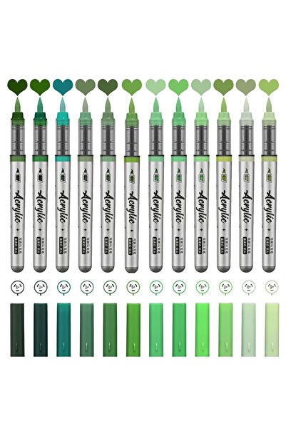 Choice Green Series Acrylic Paint Markers ,12 pcs Brush Tip Acrylic Paint Pen...