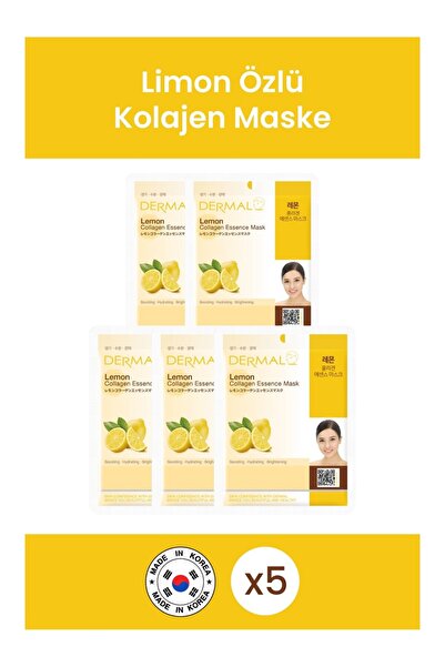 Dermal Lemon Extract Brightening Collagen Mask - 23 Gr 5 Pieces