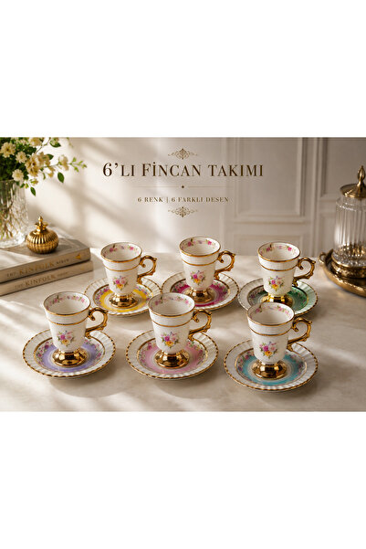 Queen’s Kitchen 6-Person Floral Patterned Porcelain Coffee Set