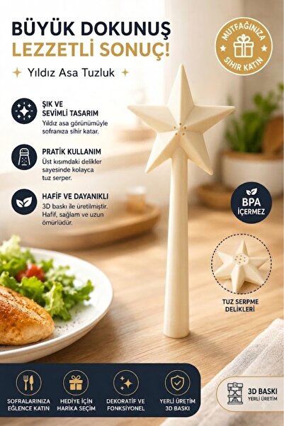 Ognami 3D Baskı Sihirli Değnek Tuzluk ve Baharatlık | Magic Wand Salt Shaker