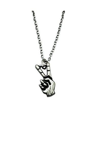 Herşey Nota Barış (Peace) Unisex Necklace with Hand Figure – Symbol of Love, ...