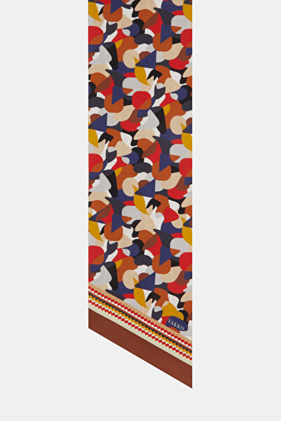 Vakko GEOMETRİK DESENLİ TWILL İPEK FULAR
