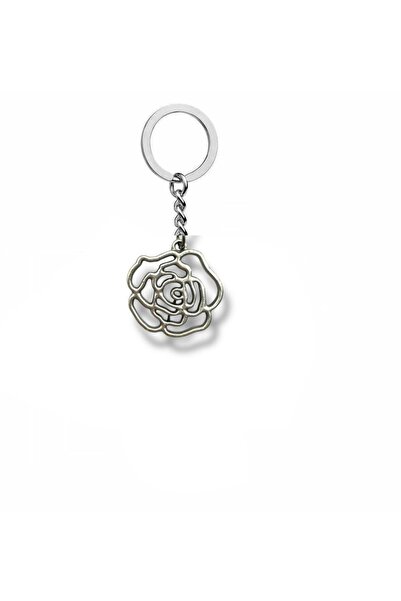 Herşey Nota Unisex Keychain with Rose Silhouette Figure – Minimal, Modern and...