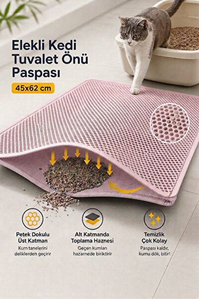 Kurtbay Şekil Flex Elekli Kedi Tuvaleti Önü Paspası, 45x62 cm, Orta boy