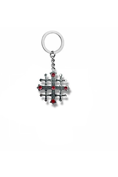 Herşey Nota Unisex Keychain with Cross Put Figure – Zamak Metal Antique Symbo...
