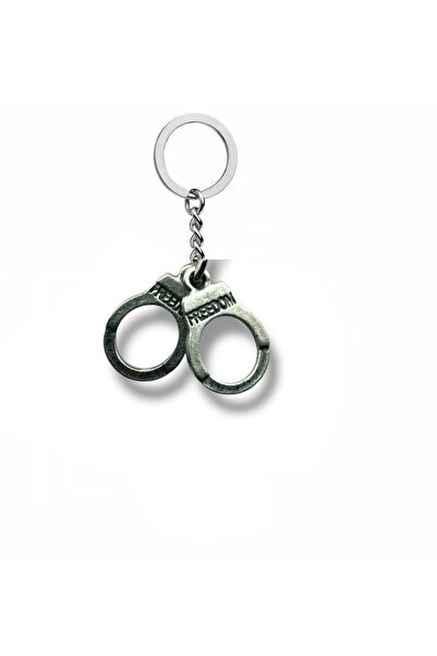 Herşey Nota Freedom Handcuff Figured Keychain – Silver Color Unisex Freedom S...