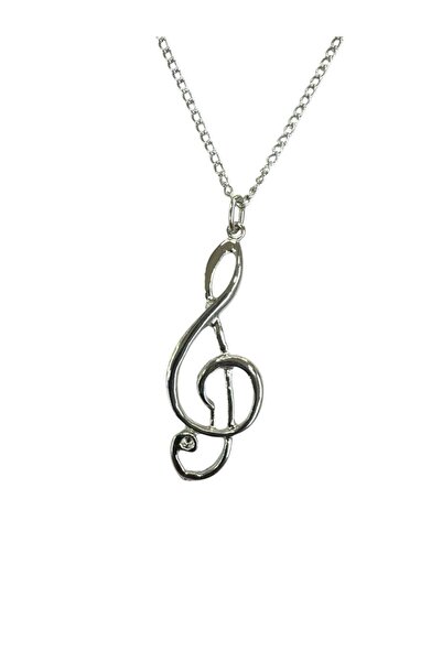 Herşey Nota Metal Necklace with Left Hand Switch Figure – Unisex – Music Acce...