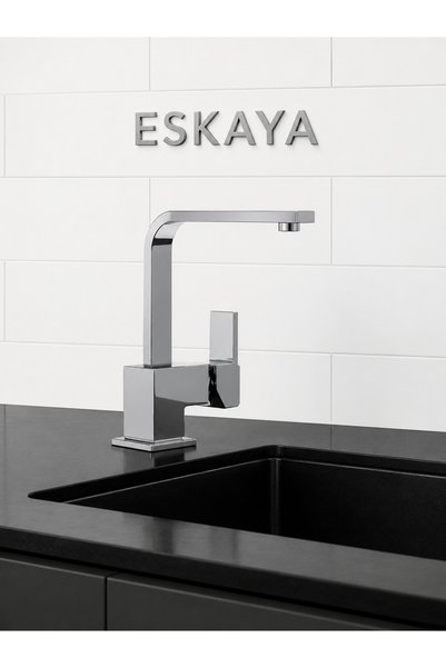 ESHOME 2 Years Warranty Stylish Design Square Bathroom Sink Mixer Tap Faucet Chrome