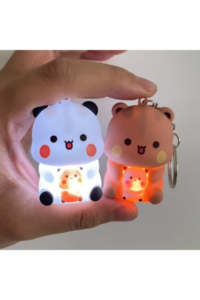 Choice1 Button Battery a pair Bubu and Dudu Keychains Yier Panda Bear Say I L...
