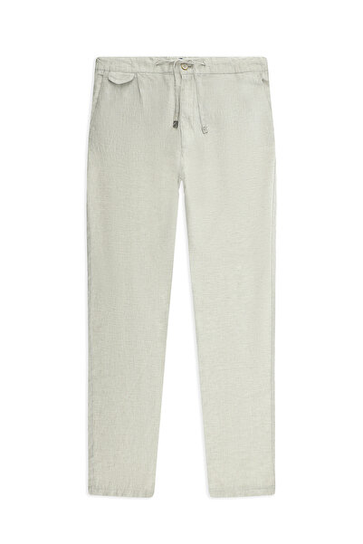 Abdullah Kiğılı Regular Fit Standard Cut Linen Jogger Pants with Elastic Wais...