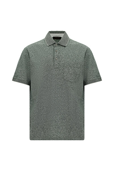 Abdullah Kiğılı Regular Fit Çizgili Merserize Pamuklu Keten Polo Yaka T-shirt