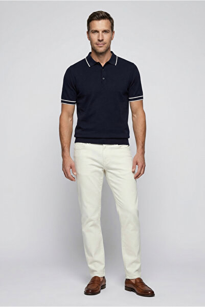 Kiğılı Regular Fit Şerit Detaylı Polo Yaka Örme Tişört