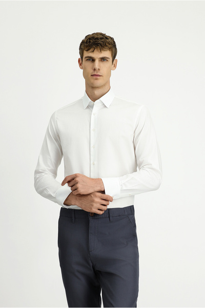 Kiğılı Long Sleeve Slim Fit Slim Fit Classic Patterned Cotton Shirt