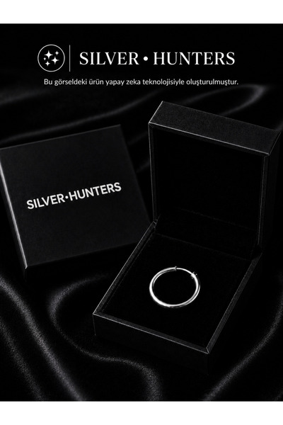 Silver Hunters Halka Gümüş Küpe 14 mm 925 Ayar Gümüş Halka Küpe 1 adet (Çift ...
