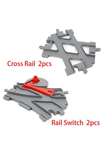 Choice10 Cross Switch-4pcs Big Size Building Block Bricks Train Tracks Crosso...