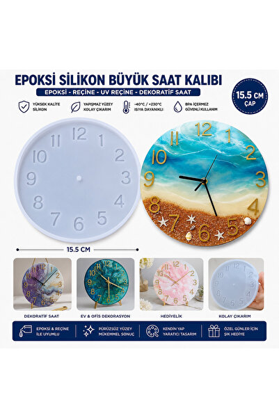 Şenhomee Epoksi Saat kalıbı büyük 15.5 cm