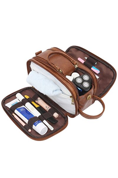 Choice1 Brown Toiletry Bag for Men, Large Travel Shaving Dopp Kit Water-resis...