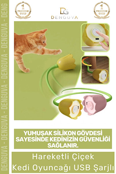 Denguva #KediOyuncağı USB Şarjlı İnteraktif Sallanan Kuyruklu Silikon Gövdeli...