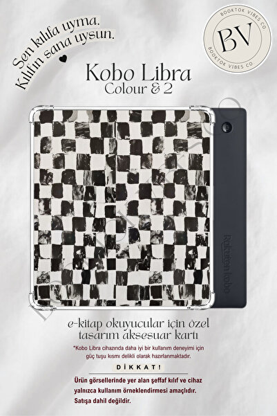 BookTok Vibes Co. Siyah Beyaz Pötikare Temalı Insert - Kindle ve Kobo E-Kitap...