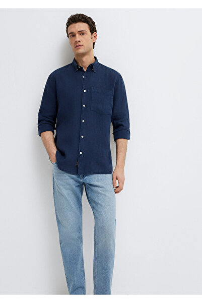 Mavi Lacivert Keten Gömlek Regular Fit / Normal Kesim 0211472-82318
