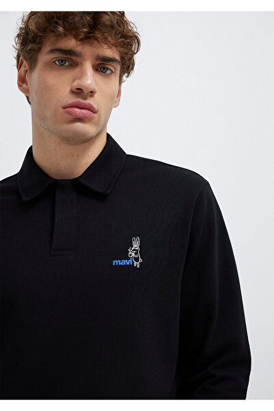 Mavi Yarı Düğmeli Siyah Sweatshirt 0S10544-900