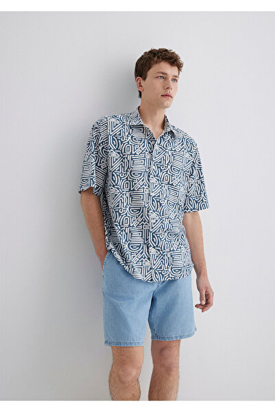 Mavi Cămașă albastră imprimată Loose Fit / Loose Fit Casual 0211595-90733