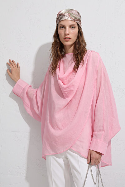 zenne Omuz Şal Detaylı Tunik Y0156 - AÇIK PEMBE