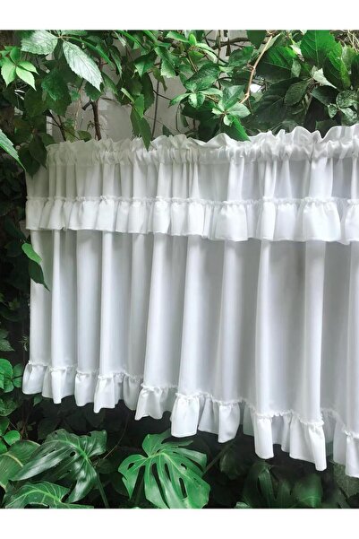 Choice Fixed Pleat 230x45cm white White Solid Color Tulle Double Cap Header S...