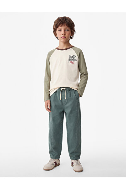 Koton Cotton Print Detailed Crew Neck Long Sleeve T-Shirt