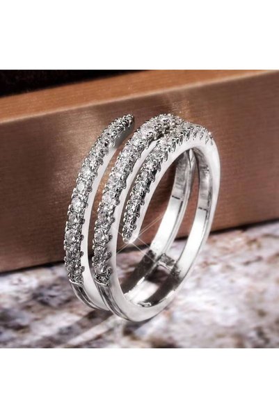 Choice4 6 F671 Huitan Geometric Women Ring Shiny Cubic Zircon Bridal Engageme...